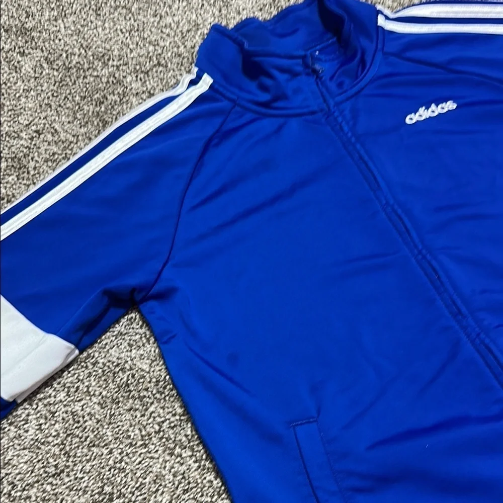 Adidas Royal Blue Track Jacket with White Stripes kids youth 14/16